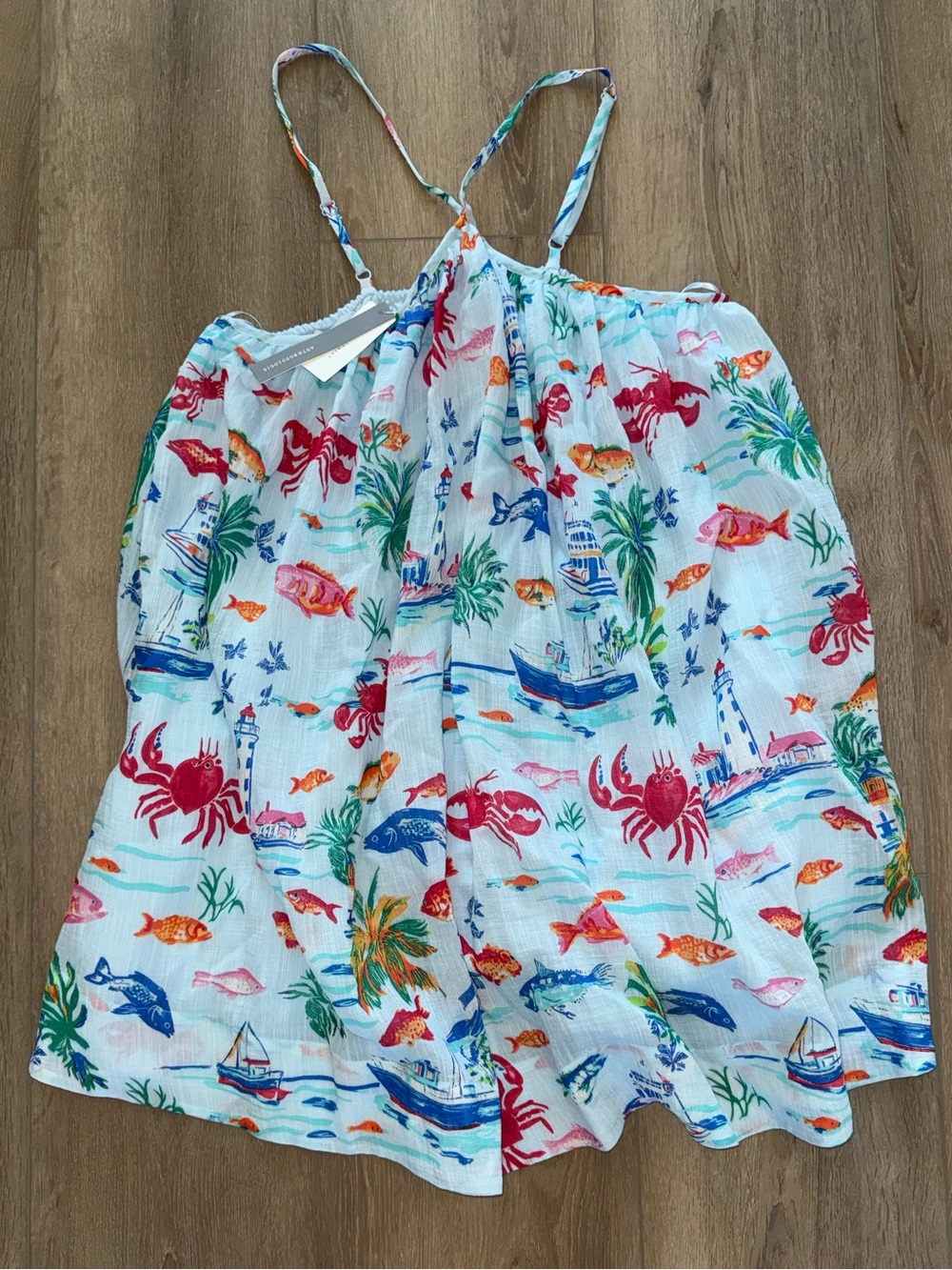 NWT Maeve Blue Sea life Fish Whimsical Swing Dress Anthropologie Medium M Med
